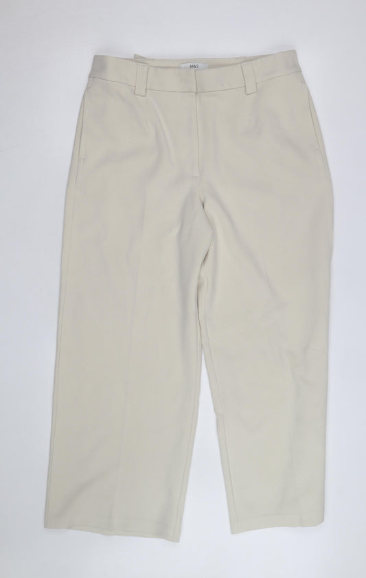 Marks and Spencer Womens Beige Cropped Tailored Trousers Size 16