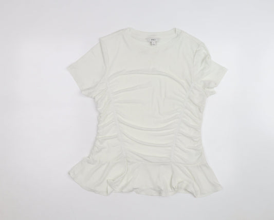 Marks and Spencer Women’s Ivory Short Sleeve Ruffle T-Shirt Size 18