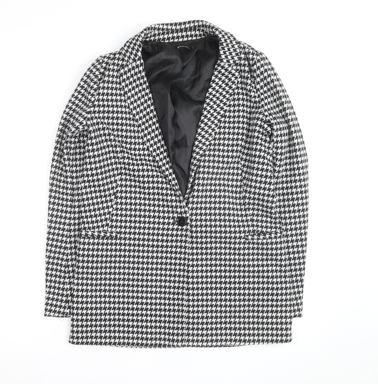 Stradivarius Women's Black Houndstooth Blazer Size 8 Classic Style