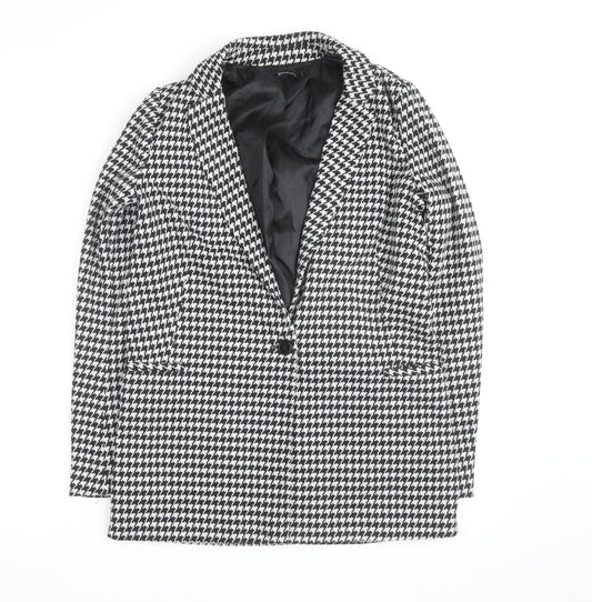 Stradivarius Women's Black Houndstooth Blazer Size 8 Classic Style