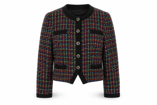 David Emanuel Women’s Multicoloured Tweed Wool Blazer Jacket Size 12