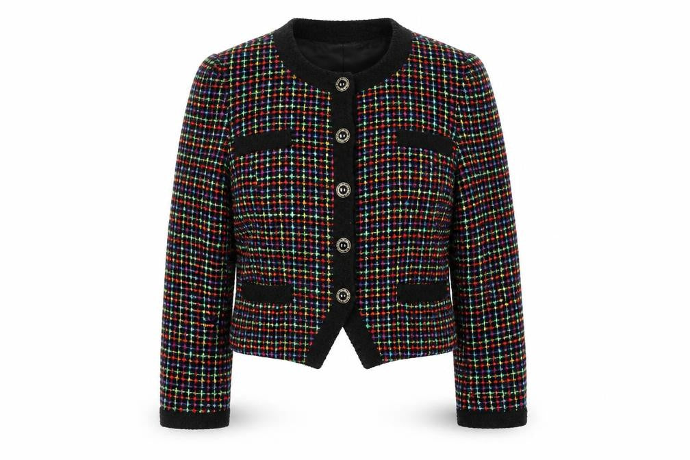 David Emanuel Women’s Multicoloured Tweed Wool Blazer Jacket Size 12