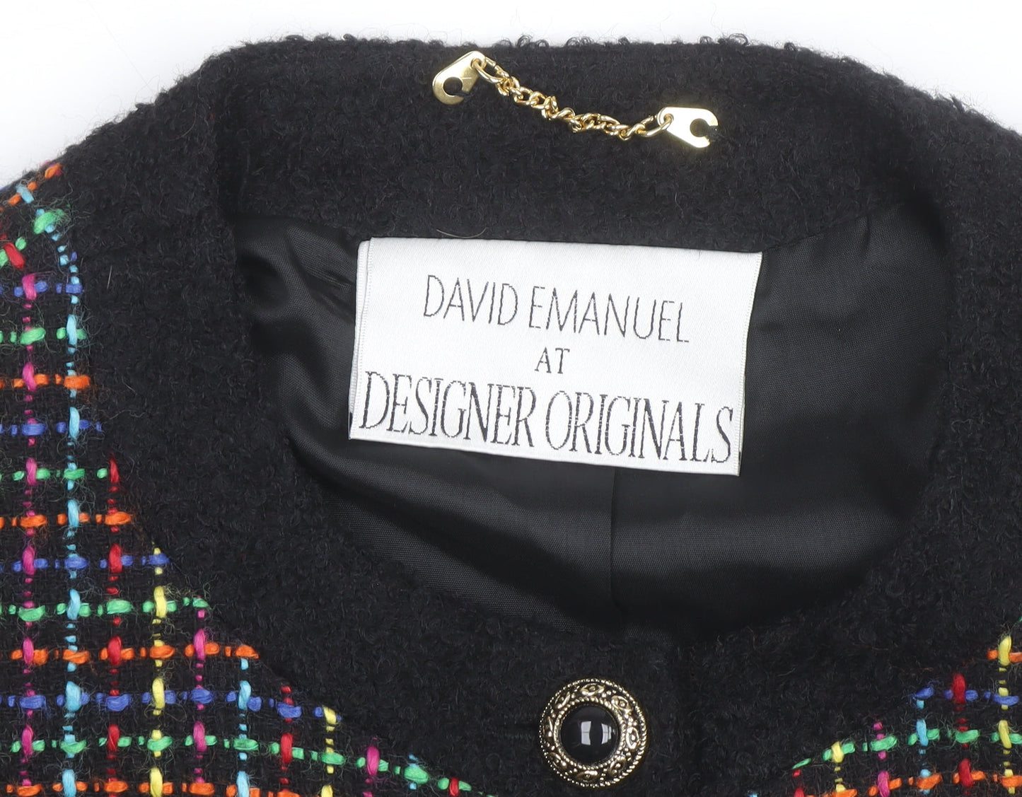David Emanuel Women’s Multicoloured Tweed Wool Blazer Jacket Size 12