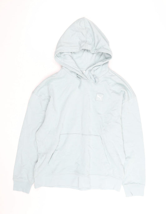 Puma Men’s Blue Pullover Hoodie Size S Regular Fit Logo Fleece