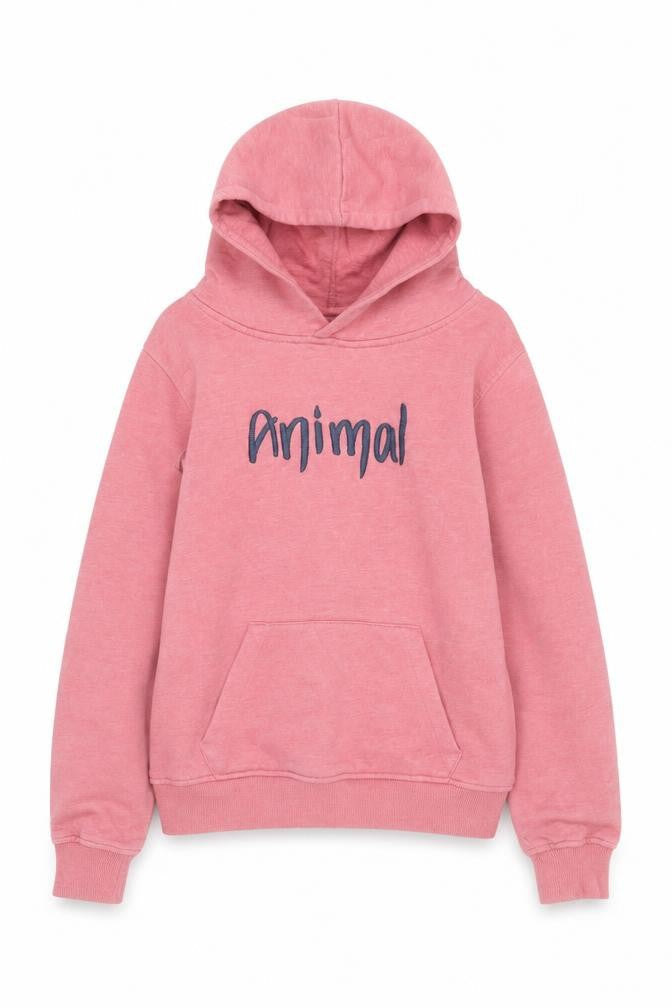 Animal Girls Pink Pullover Hoodie 11-12 Years Embroidered Logo Sweatshirt