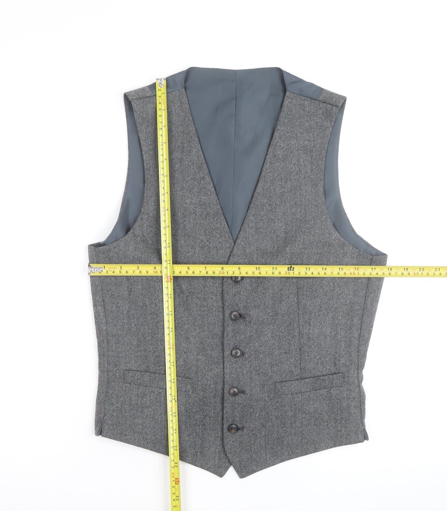 Marks and Spencer Men's Grey Wool Blend Waistcoat Size S Regular Fit