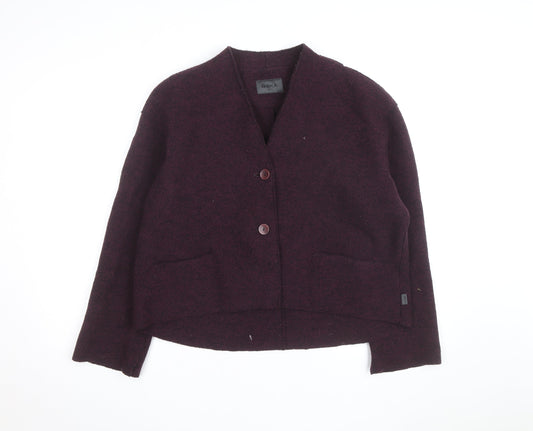 OSKA Women's Purple Wool V-Neck Button Cardigan L