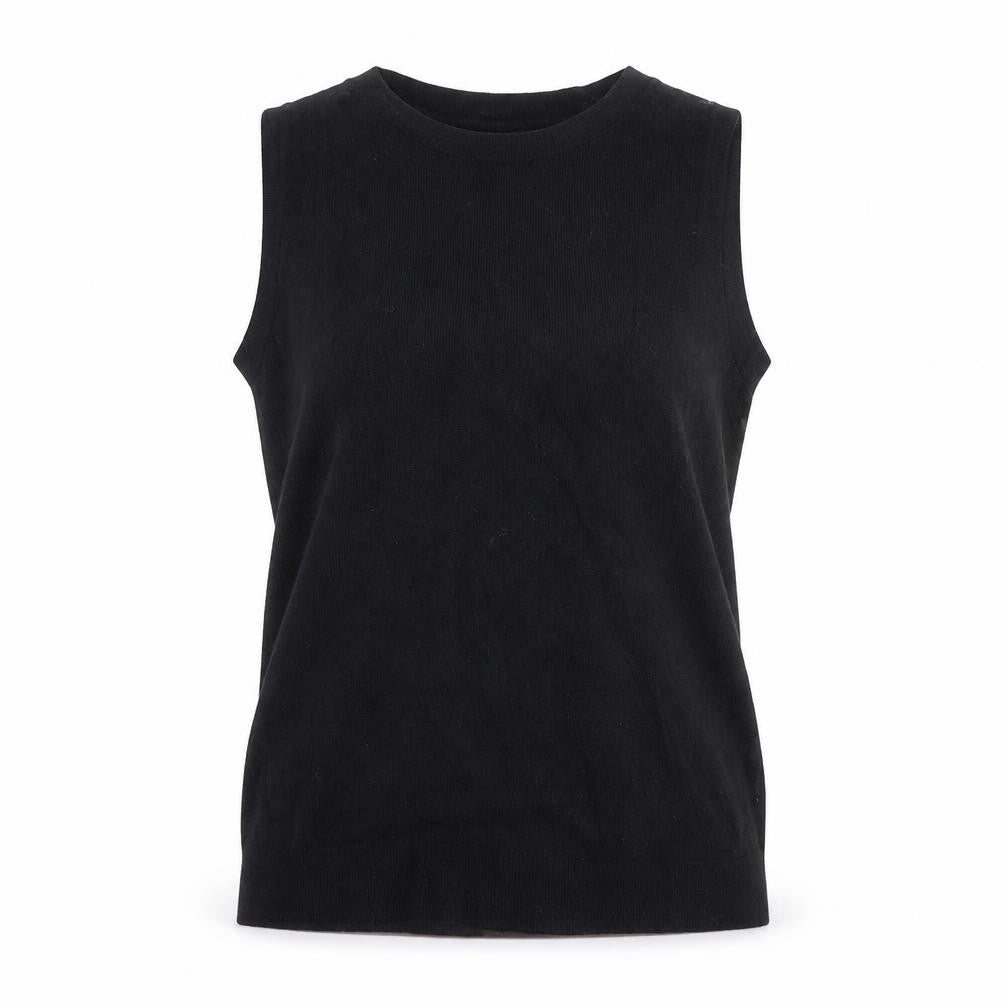 Tahari Womens Black Extrafine Merino Wool Sleeveless Jumper Size L