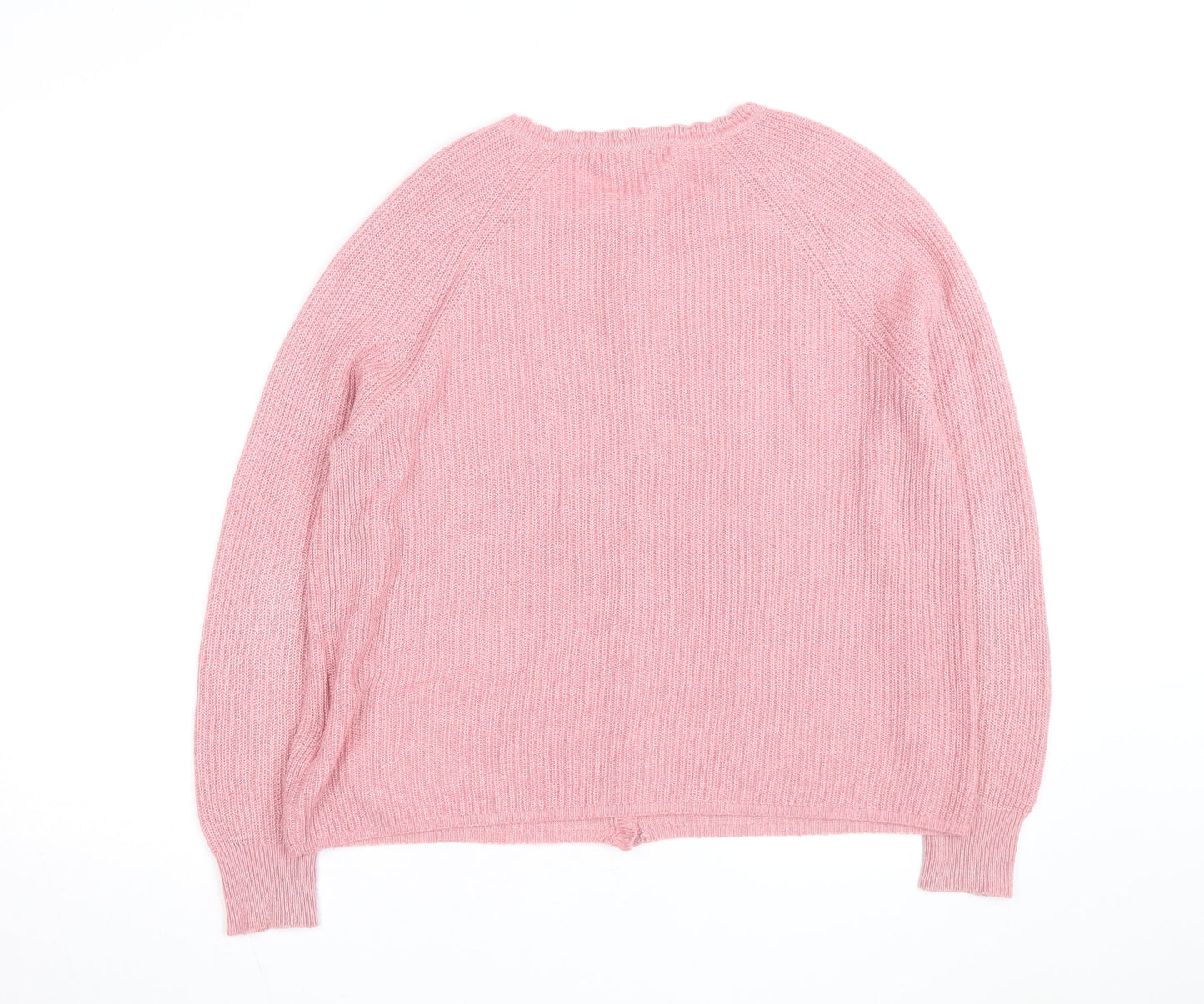 Boden Women Pink Cardigan UK 14 Crew Neck Long Sleeve Knitwear