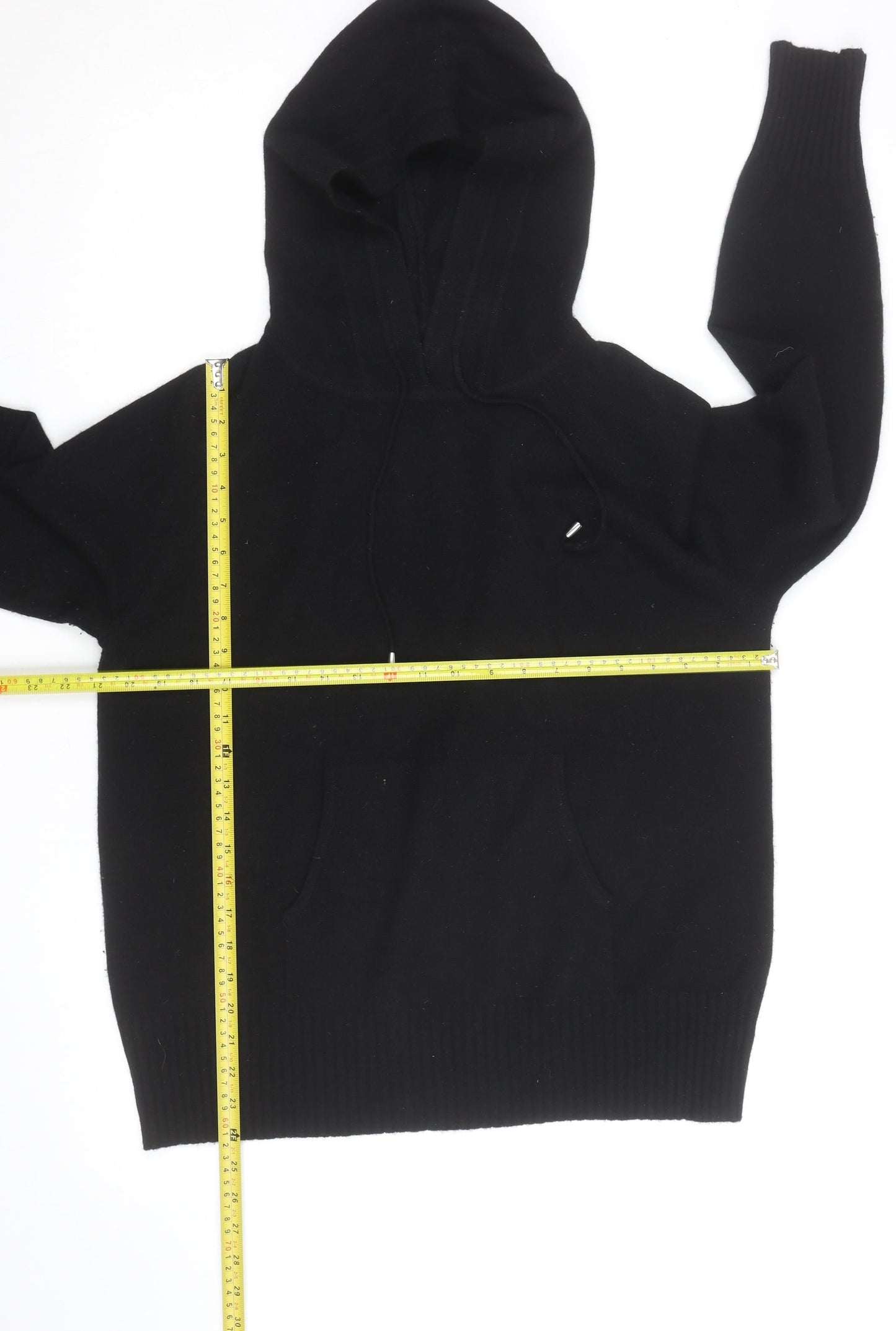 Marks and Spencer Men's Black Pullover Hoodie Medium Knit Cotton Blend