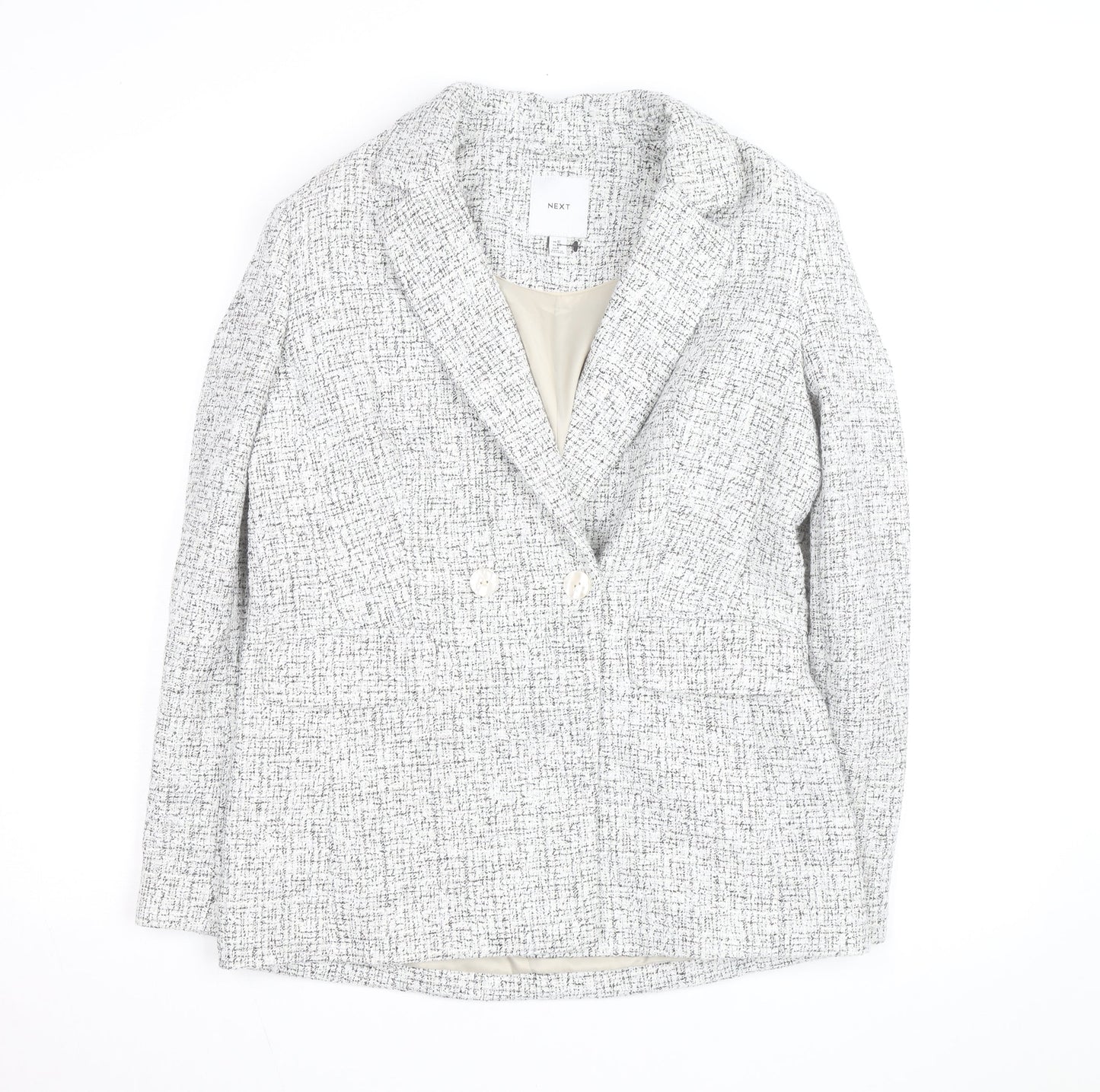 Next Women’s Grey Tweed Blazer Size 12 Workwear Classic Jacket