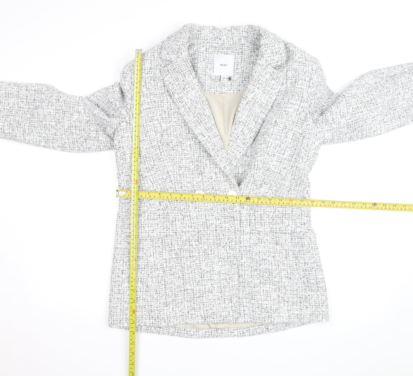 Next Women’s Grey Tweed Blazer Size 12 Workwear Classic Jacket