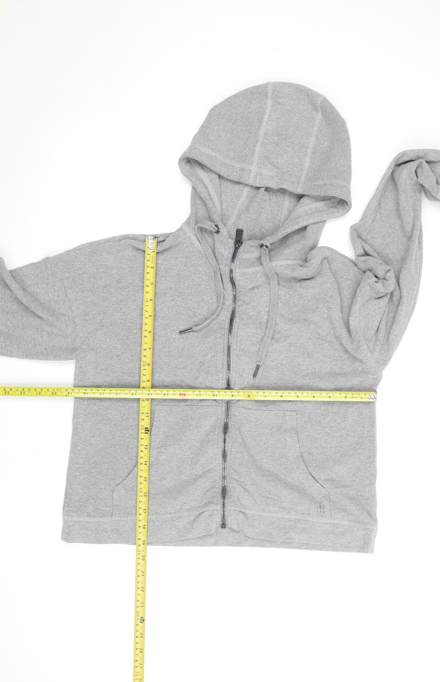Sweaty Betty Women Grey Full Zip Hoodie Size S Cotton Blend