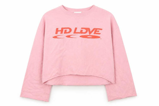 Weekday Women Pink Cotton Pullover Sweatshirt S HD Love Graphic