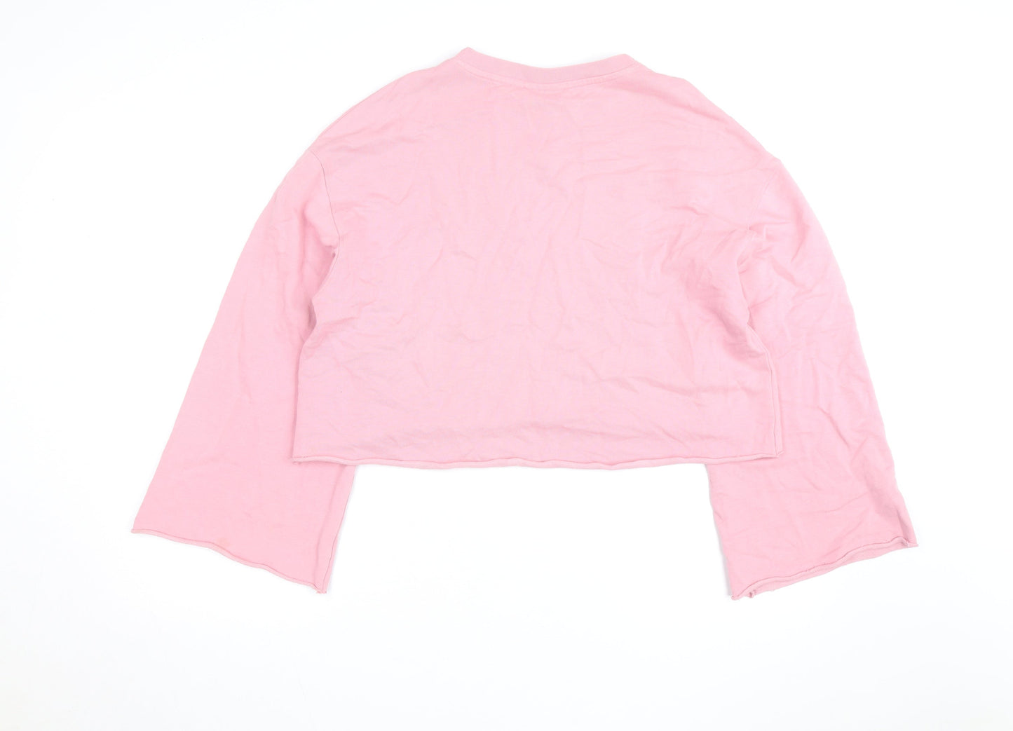 Weekday Women Pink Cotton Pullover Sweatshirt S HD Love Graphic