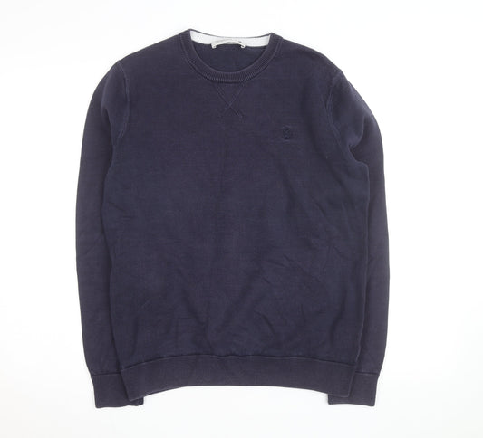 Pringle of Scotland Men's Blue Cotton Crew Neck Jumper Size M