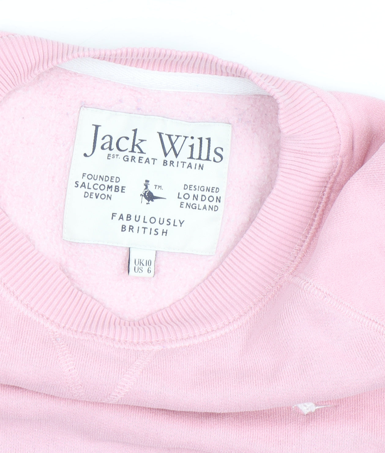 Jack Wills Women Pink Crew Neck Pullover Sweatshirt UK 10