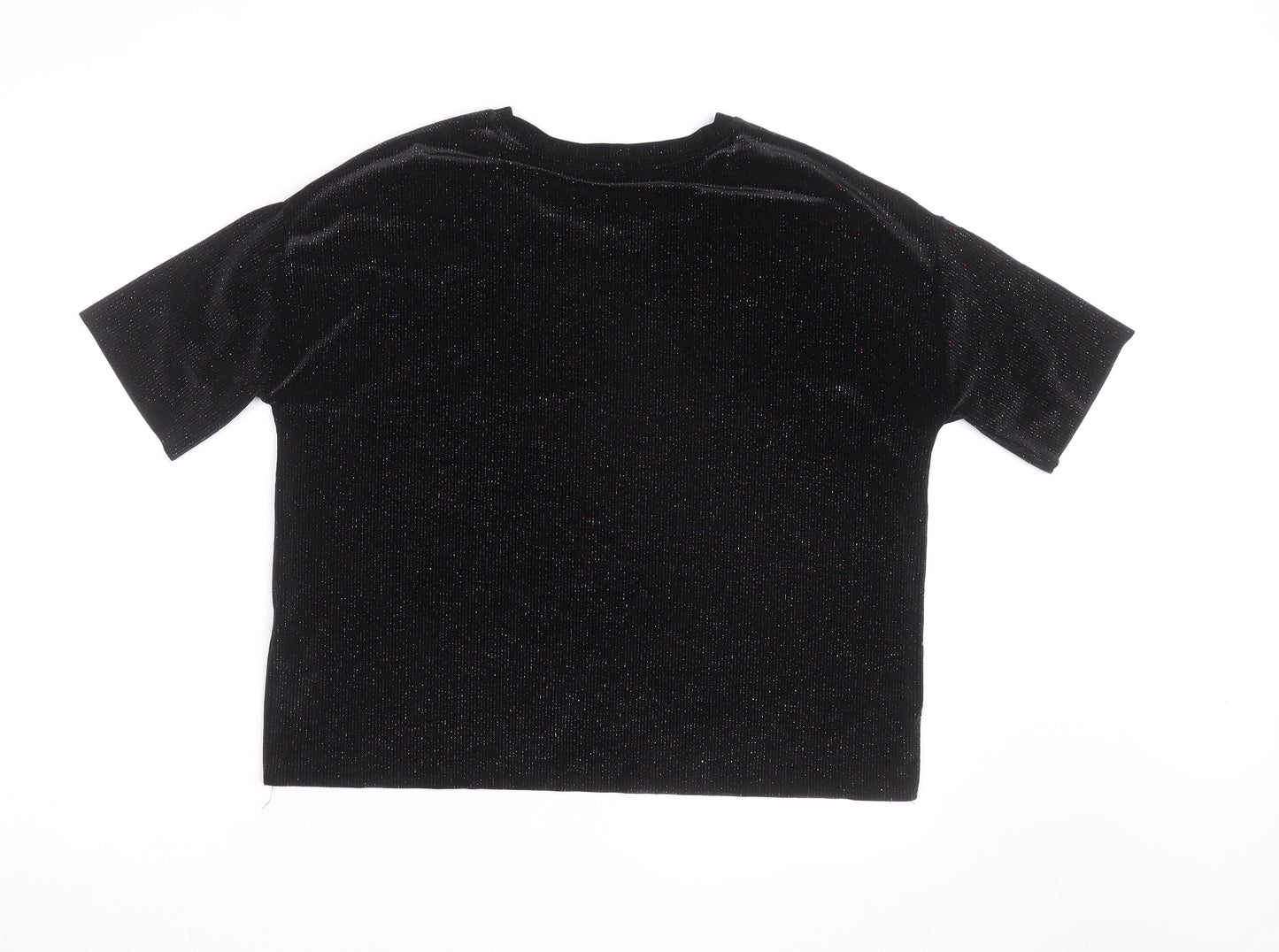 Pull&Bear Women's Black Glitter Velvet Pullover Jumper Size 14