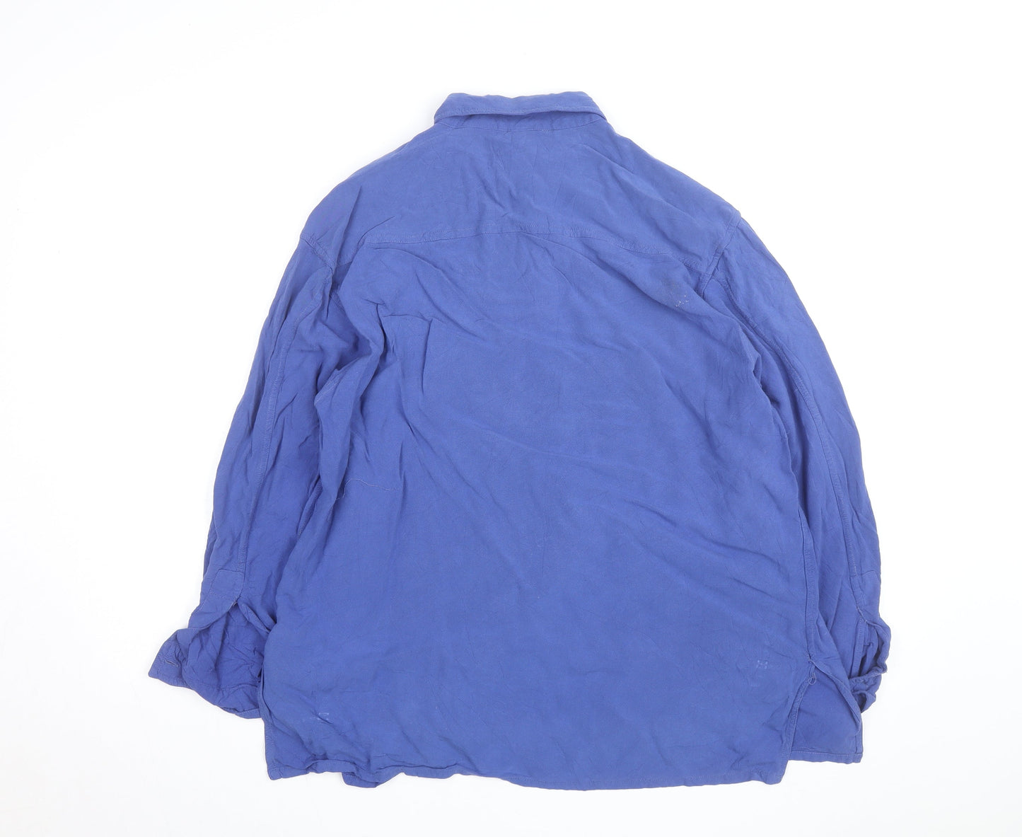 Grattan Women Blue Viscose Long Sleeve Relaxed Button-Up Shirt Size 14