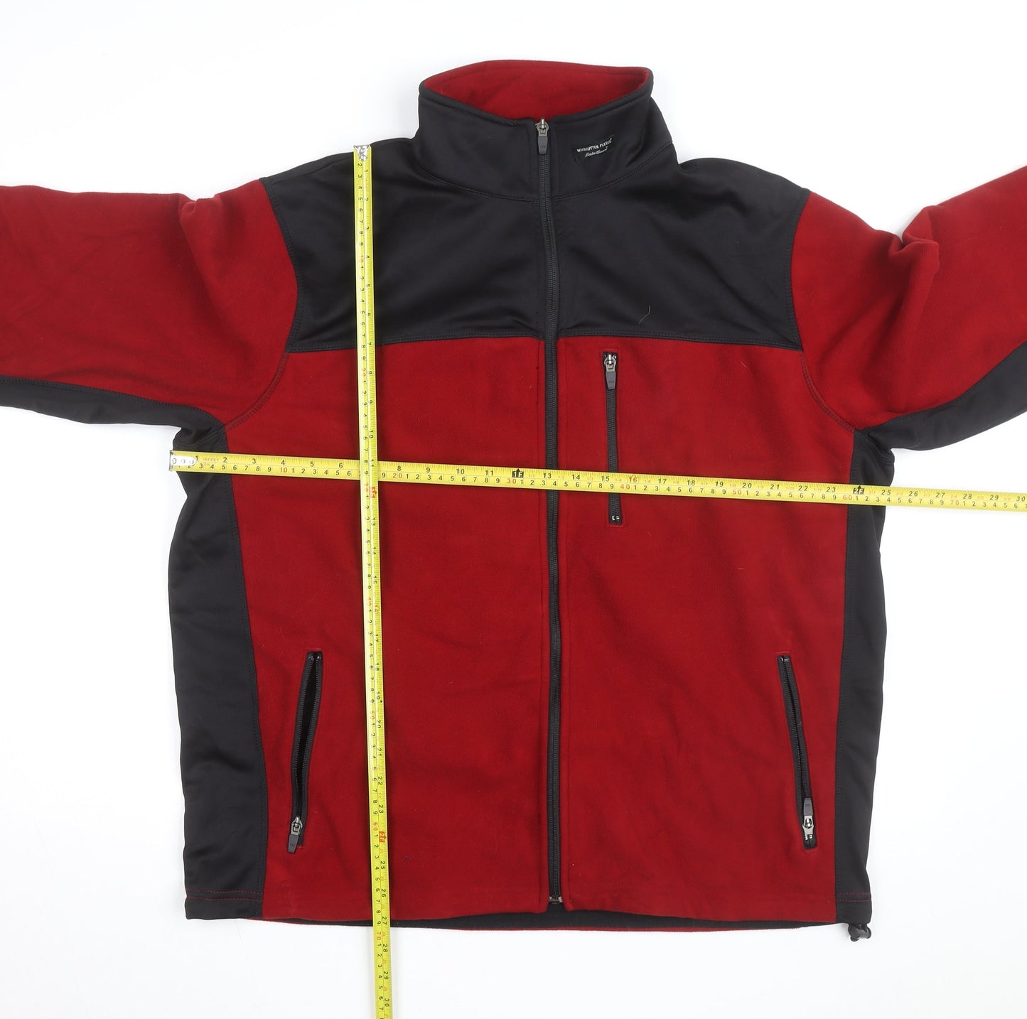 Eddie Bauer Mens Red Black Fleece Full Zip Sweatshirt XL Tall