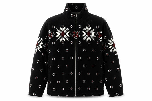 Barrage Men’s Black Snowflake Fleece Jacket L Winter Zip Up