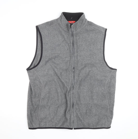 IZOD Mens Grey Fleece Bodywarmer Waistcoat L Zip Up Lightweight