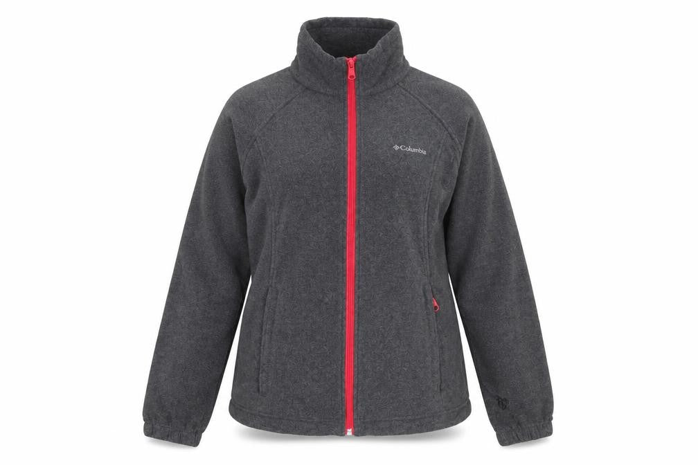 Columbia Womens Grey Fleece Full Zip Jacket Size M Outdoor Active