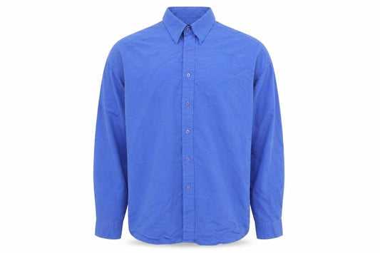 André Men's Blue Long Sleeve Regular Fit Button-Up Shirt Size L