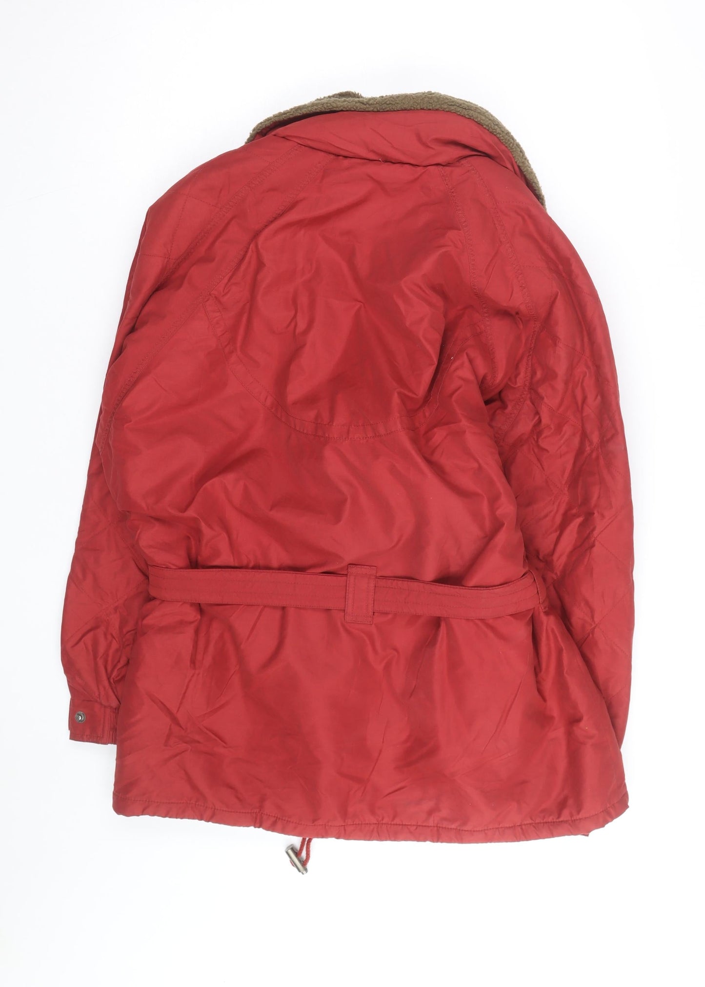 Energie Women Red Faux Fur Lined Parka Jacket Size 12