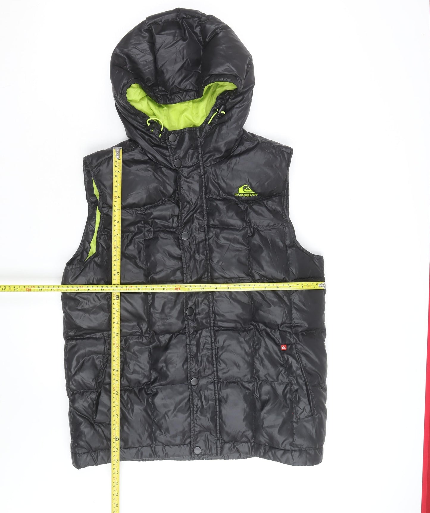 Quiksilver Men's Black XL Hooded Puffer Gilet Waistcoat