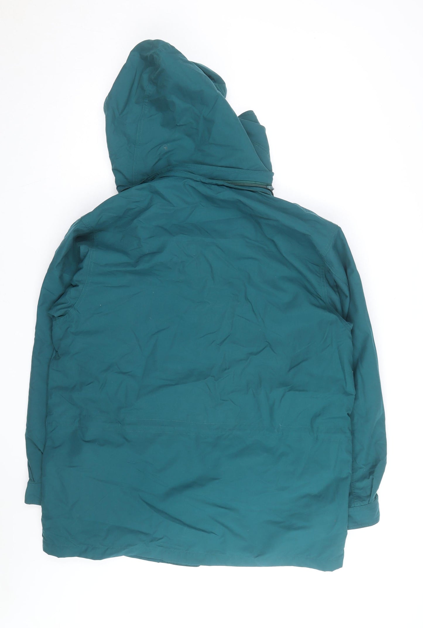Eddie Bauer Men's Green Nylon Parka Jacket M Hooded Lined