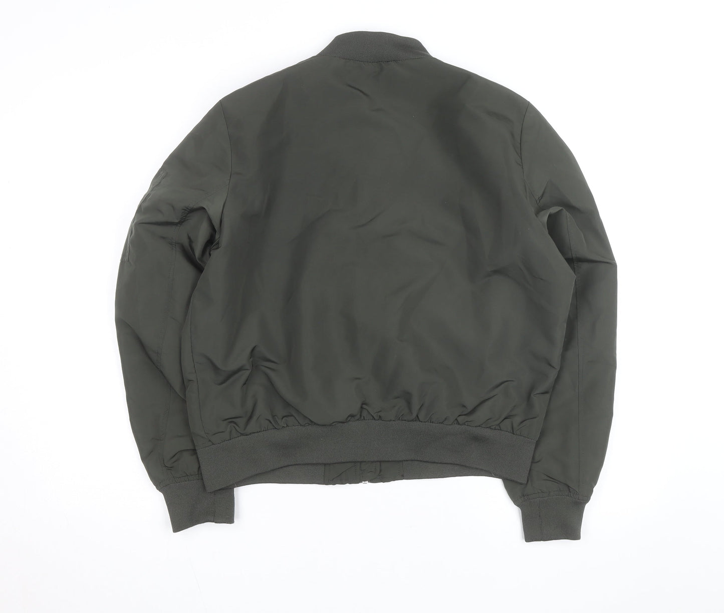 Vero Moda Unisex Green Bomber Jacket Lined Ruffle Zip Size L