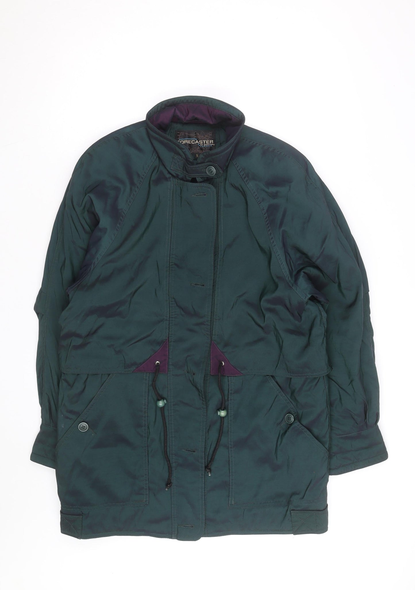 Forecaster of Boston Men's Green Parka Coat S Nylon Mid-Length