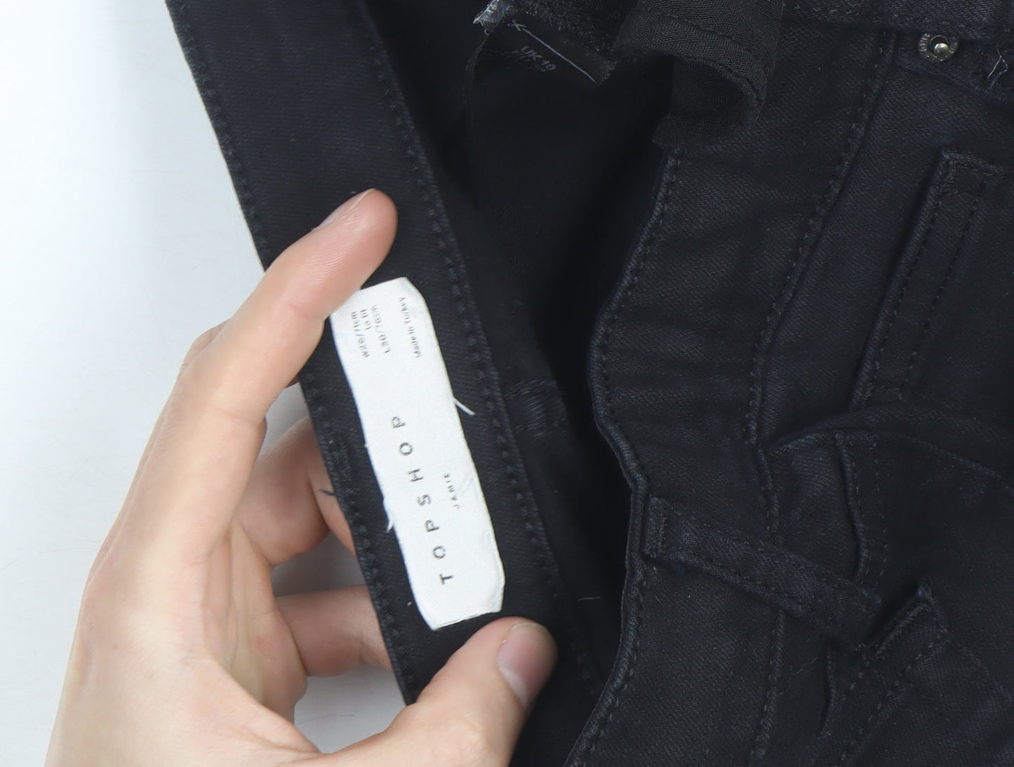 Topshop Women's Black Skinny Jeans Size 10 High Rise Stretch Denim