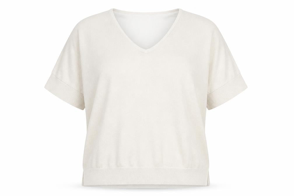 Bonmarché Women’s Beige V-Neck Short Sleeve Lightweight Knit Jumper Size 16