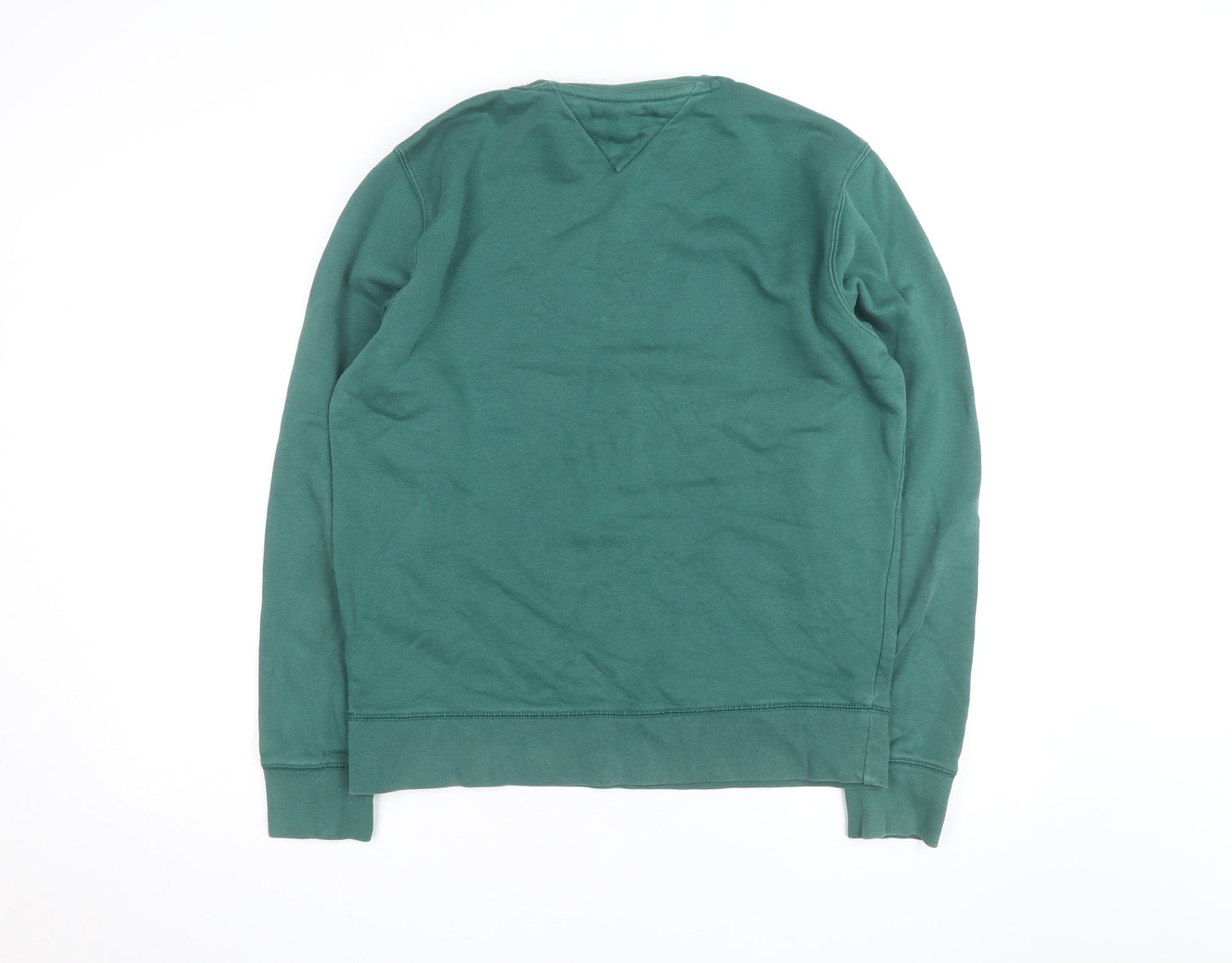 Tommy Hilfiger Men's Green Logo Crew Neck Pullover Sweatshirt L
