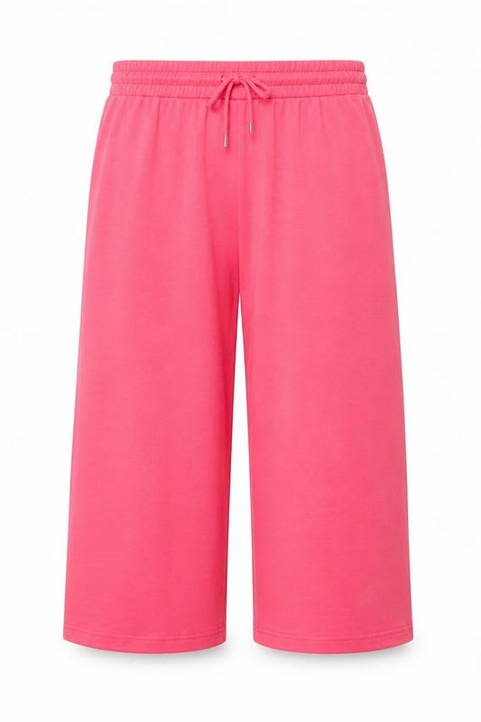 Dunnes Women's Pink Cropped Wide-Leg Viscose Trousers Size M