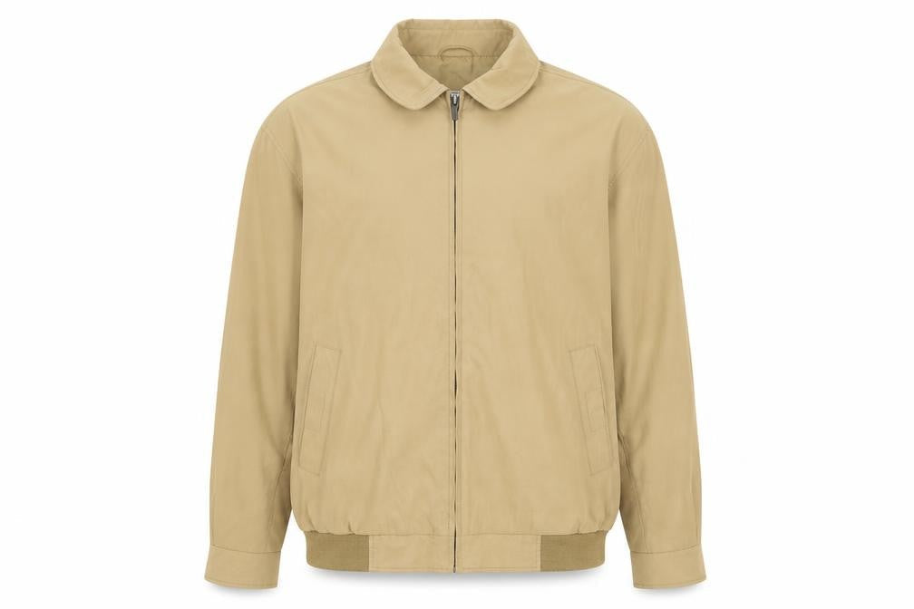 Aldon Men's Beige Bomber Jacket M Collared Full Zip Casual Outerwear