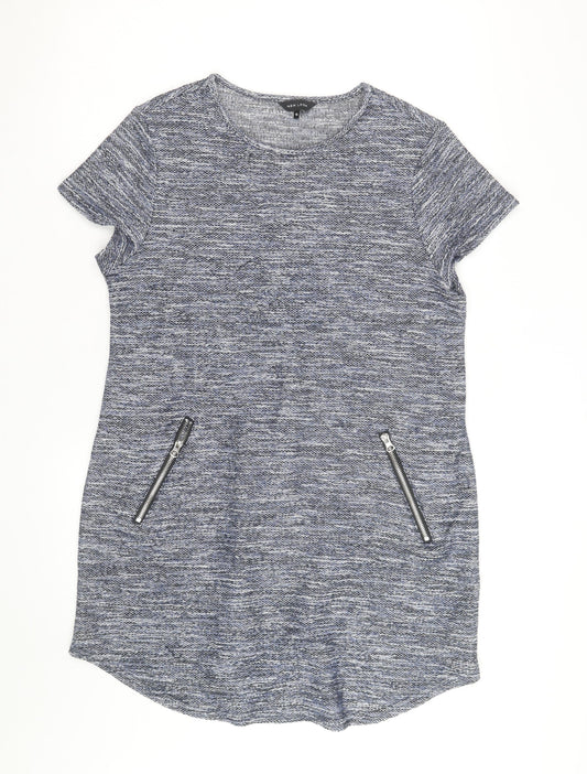 New Look Women’s Grey Knit Short Sleeve Zip Pocket T-Shirt Dress Size 16