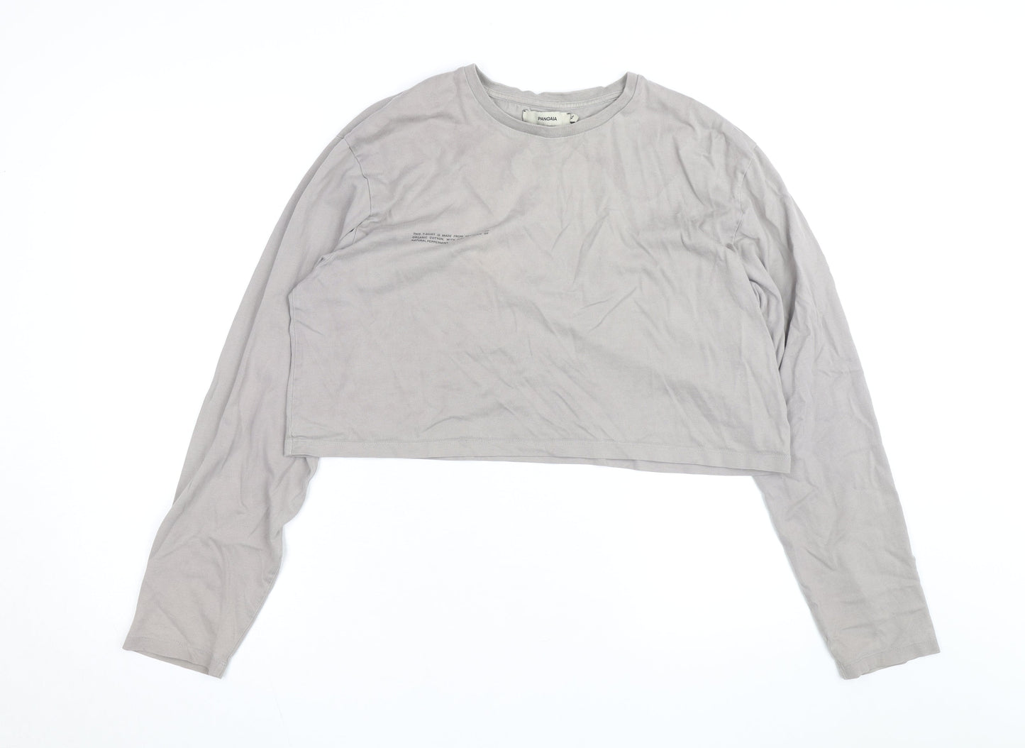 Pangaia Womens Grey Cropped Long Sleeve Organic Cotton T-Shirt XL