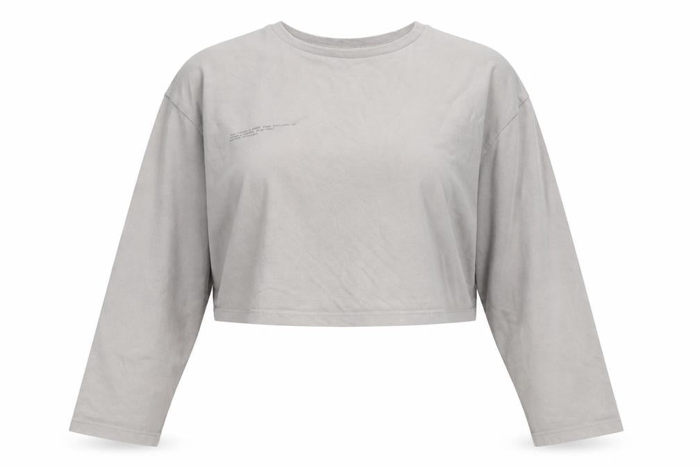 Pangaia Womens Grey Cropped Long Sleeve Organic Cotton T-Shirt XL