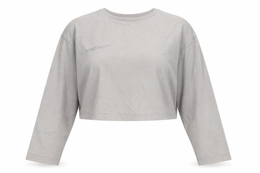 Pangaia Womens Grey Cropped Long Sleeve Organic Cotton T-Shirt XL