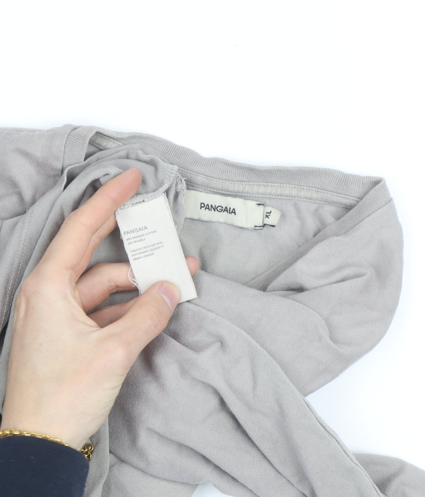 Pangaia Womens Grey Cropped Long Sleeve Organic Cotton T-Shirt XL