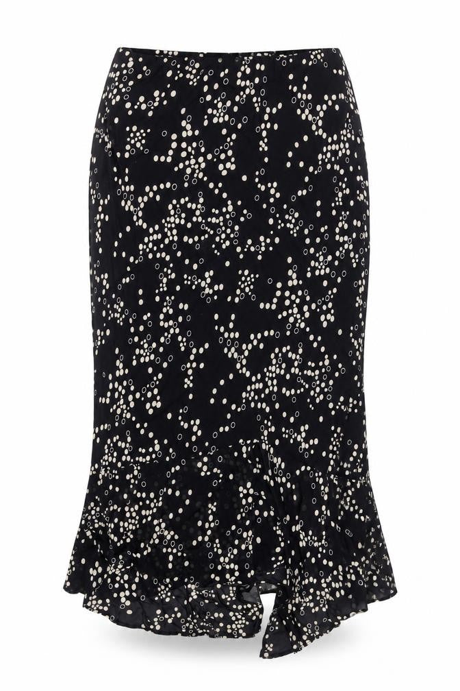 J Taylor Women's Black Polka Dot Midi Trumpet Skirt Size 14