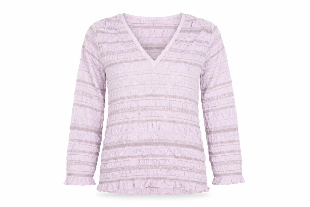 Next Women’s Pink Striped V-Neck Long Sleeve Knit Blouse Size 12
