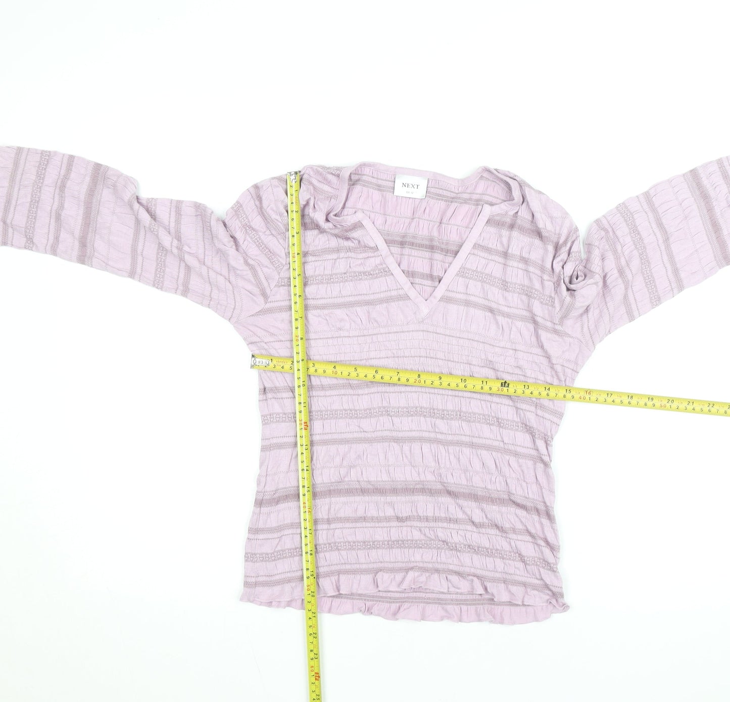 Next Women’s Pink Striped V-Neck Long Sleeve Knit Blouse Size 12