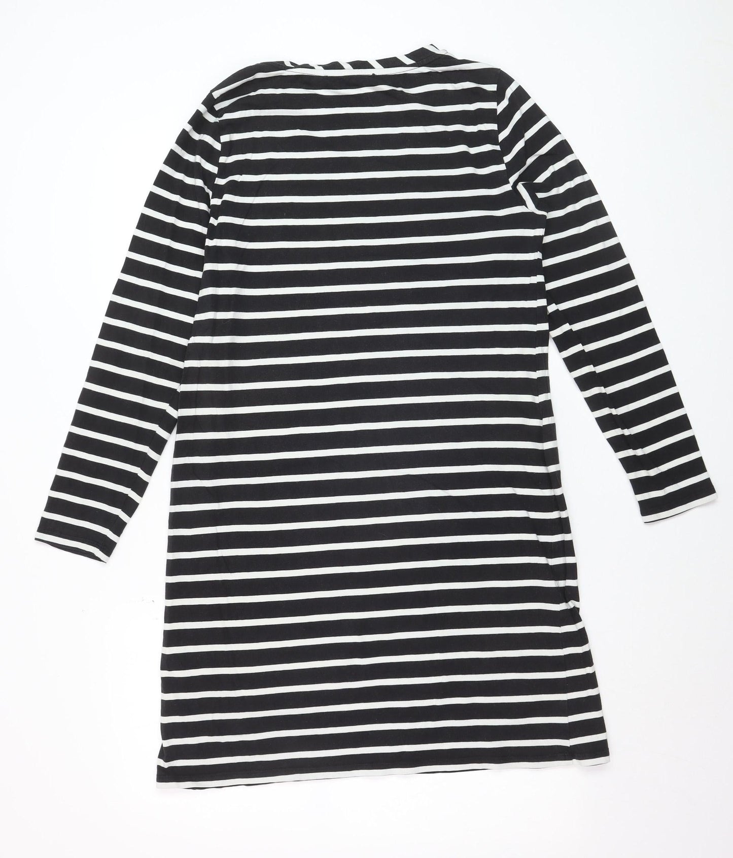 French Connection Women’s Black White Striped Long Sleeve Tunic Top Size 14