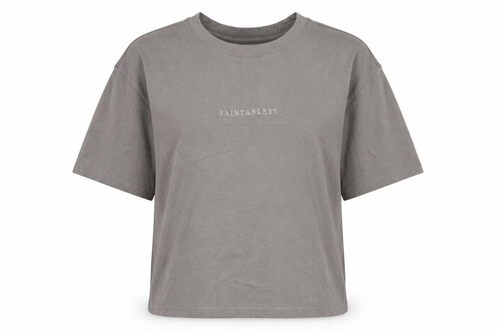 SAINTABLETT Women's Beige Short Sleeve Cotton T-Shirt M