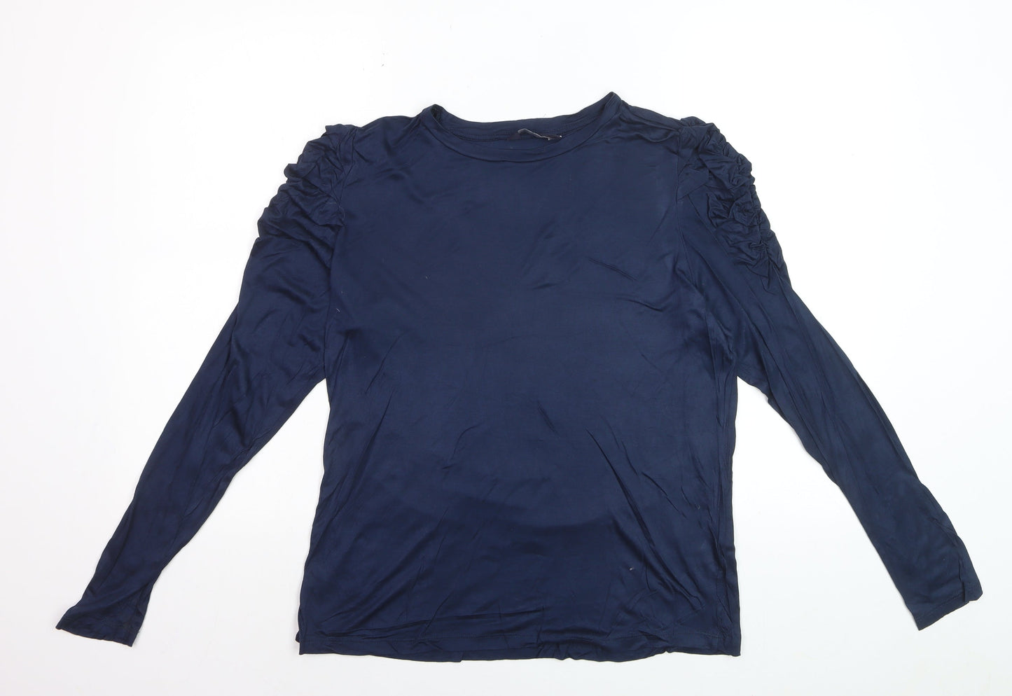 Marks and Spencer Women's Blue Long Sleeve Ruffle Blouse Size 14