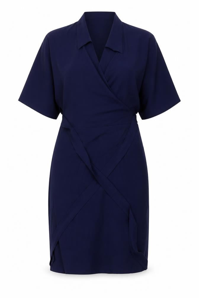 Izabel London Women's Blue Size 8 Wrap Knee Length Dress